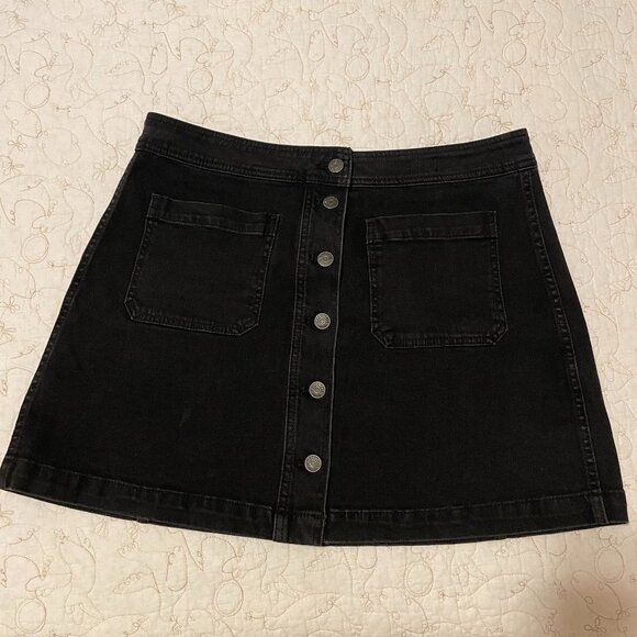 MADEWELL Stretch Denim A-Line Mini Skirt Size 12 Black - Picture 1 of 4